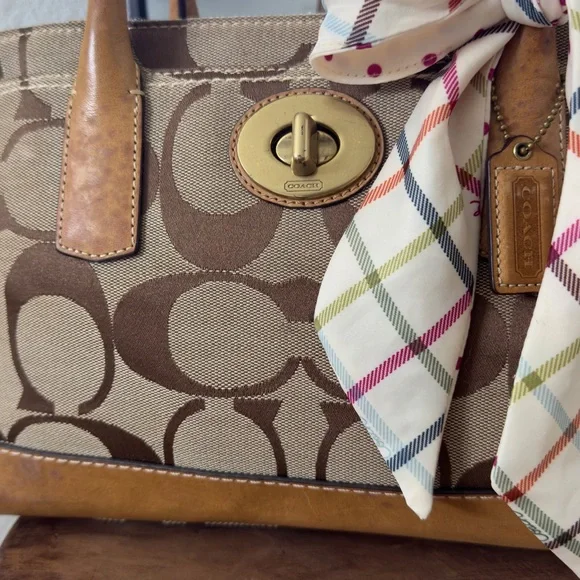 Coach Brown and Tan Signature Tote Bag - Picture 3 of 8